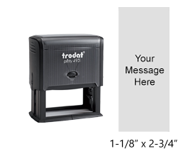 Personalize this 2-3/4” x 1-1/8” stamp free with up to 17 lines of text or your logo/artwork. Available in 11 vibrant ink colors. Ships in 1-2 business days.