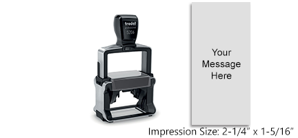 Customize this 2-1/4" x 1-5/16" heavy duty vertical self-inking stamp w/ up to 14 lines of text and/or B&W logo. Comes in 11 ink colors. Orders over quickly!