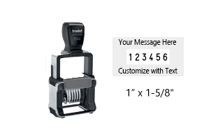 Customize this 6 band numberer w/ up to 4 lines of text. Each band includes numbers 0-9 & additional characters. Great for high volume stamping - Refillable.