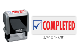 This Trodat 4912 self-inking COMPLETED message stamp comes in a two-color, red/blue, option and delivers a crisp impression each time. Perfect for office use!