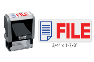 This Trodat 4912 self-inking FILE message stamp comes in a two-color, red/blue, option and delivers a crisp impression each time. Perfect for office use!