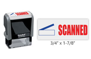 This Trodat 4912 self-inking SCANNED message stamp comes in a two-color, red/blue, option and delivers a crisp impression each time. Perfect for office use!