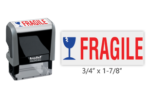 This Trodat 4912 self-inking FRAGILE message stamp comes in a two-color, red/blue, option and delivers a crisp impression each time. Perfect for office use!