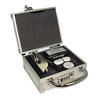 This metal case features a combination lock & has the dimensions 5-1/4"W x 6-1/4"L x 3-1/8"H. Great for storing stamp & notary public supplies.