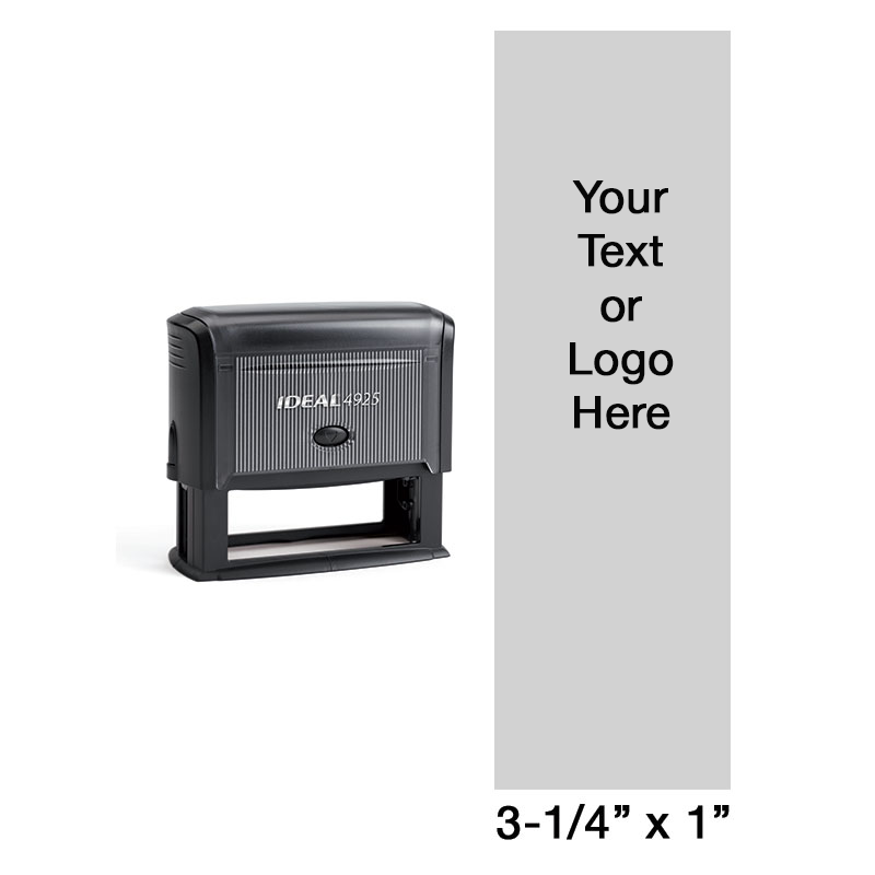 Customization this 3-1/4" x 1", 20 line stamp with text or artwork in your choice of 11 ink colors. Durable & convenient. Ships in 1-2 business days.