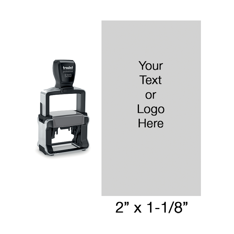 Customize this heavy duty vertical self-inking stamp with up to 12 lines of text, a logo/artwork. Available in 11 bold ink colors. Orders over $75 ship free!