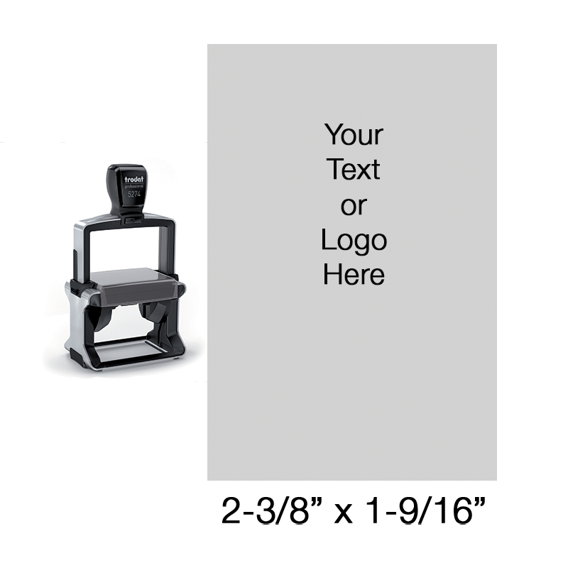 Customize this 2-3/8" x 1-9/16" heavy duty self-inking stamp w/ up to 14 lines of text, logo or artwork in 11 vibrant ink colors. Orders over $75 ship free!