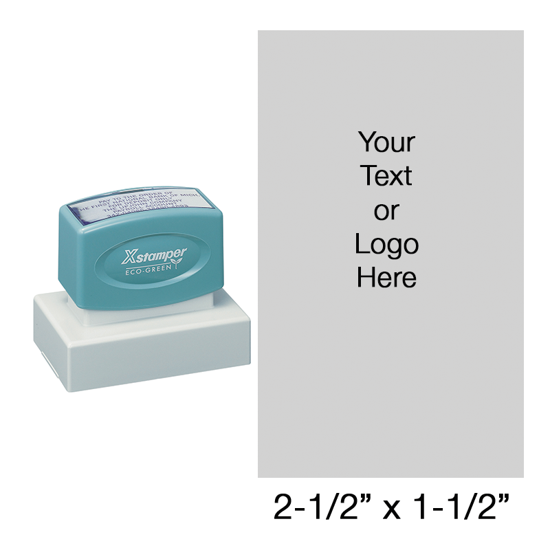 Customize this medium top quality 2-1/2" x 1-1/2" stamp with up to 14 lines of text or artwork in your choice of 11 ink colors. Ships in 4-5 business days.