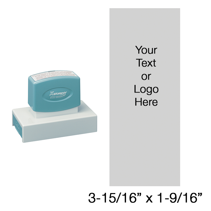 Customize this large top quality 3-15/16" x 1-9/16" stamp with up to 18 lines of text or artwork in your choice of 11 ink colors. Ships in 4-5 business days.