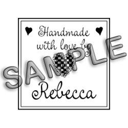 Customize this Handmade With Love By stamp with your name or company info. On your choice of 4 mount options! Free shipping on orders over $60!