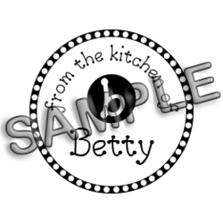 This From The Kitchen Of stamp can be customized with your name or company info in your choice of 5 mount options! Free shipping on orders over $60!