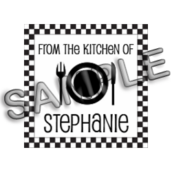 Personalize this From The Kitchen Of with Dinner Plate stamp with your name. Choose from 2 mount options and 5 ink colors. Free shipping on orders over $45!