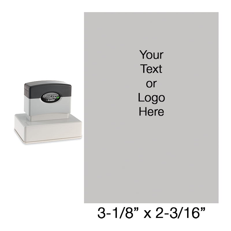 Design this 3-1/8” x 2-3/16” MaxLight 225 pre-inked stamp with up to 18 lines of text or art. Available in 5 ink colors and is an essential home and business tool.