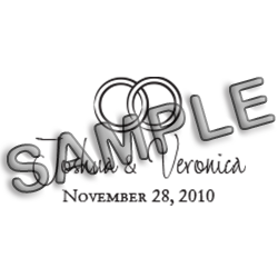 Place your wedding names & date beneath a design of linked wedding rings on 4 mount options. Hand stamp requires ink pad, not included. Free shipping over $60.
