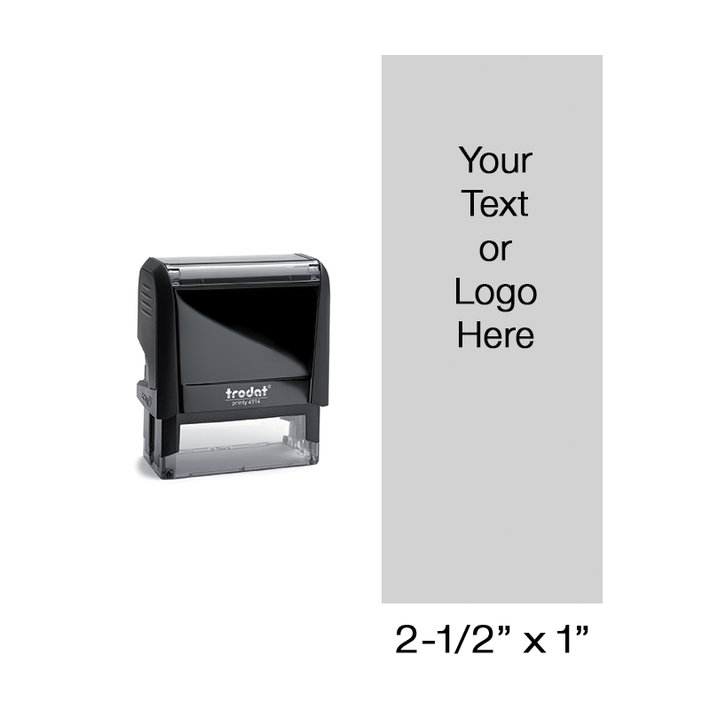 This stamp can be customized up to 15 lines of text or upload your artwork in your choice of 11 ink colors! Refillable ink & replacement pads sold separately.