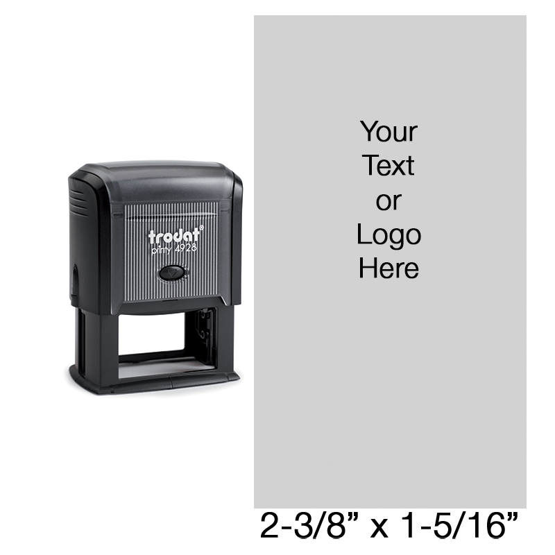 Customize this 2-3/8" x 1-5/16" stamp free with up to 14 lines of text or your logo/artwork. Available in 11 exciting ink colors. Orders over $75 ship free.