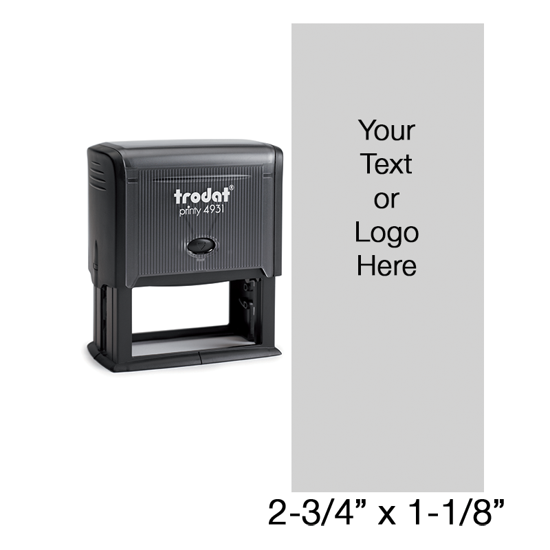 Personalize this 2-3/4” x 1-1/8” stamp free with up to 17 lines of text or your logo/artwork. Available in 11 vibrant ink colors. Ships in 1-2 business days.