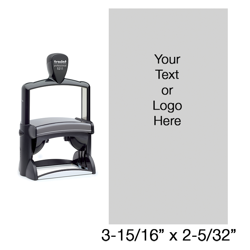 Customize this 3-5/16" x 2-5/32" heavy duty stamp free with up to 20 lines of text and/or logo. Available in 11 ink colors. Orders over $75 ship free!