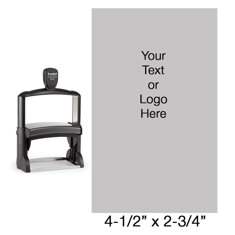Customize this 4-1/2" x 2-3/4" heavy duty self-inker stamp with up to 26 lines of text and/or logo. Available in 11 ink colors. Orders over $75 ship free!