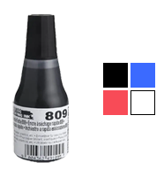The COLOP multi-surface MS-809 refill ink is ideal for use on non-porous surfaces like glossy paper, plastics & metal. Available in 4 ink colors and 2 bottle sizes!