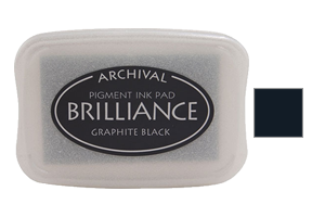 This 3-3/4" x 2-5/8" stamp ink pad comes in graphite black and is perfect for use on many surfaces. Acid free. Ships in 1-2 business days!