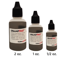 The ChampFast quick-dry refill ink is ideal for use on non-porous surfaces like glossy paper, plastics and metal. Available in 3 ink colors and 3 bottle sizes!