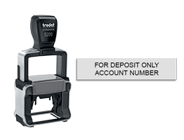 Endorse your checks with a quick and easy bank deposit Heavy Duty Trodat stamp. Customize up to 2 lines of text. Free shipping on orders over $75!
