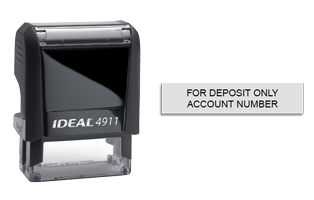 Endorse your checks with a quick and easy bank deposit self-inking Ideal stamp. Customize up to 2 lines of text. Free shipping on orders over $75!