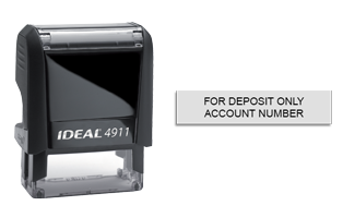 Endorse your checks with a quick and easy bank deposit self-inking Ideal stamp. Customize up to 2 lines of text. Free shipping on orders over $100!
