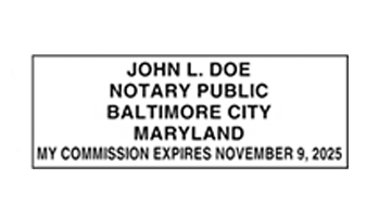 Maryland notary stamps ship in 1-2 days, meet all state specifications, are fully customizable and available on 9 mounts. Free shipping on orders over $45!