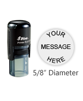 Stylize this 5/8" round stamp with 3 lines of text or small artwork in a choice of 11 ink colors! Ships fast!