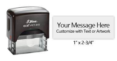 This environmentally friendly 1" x 2-3/4" stamp is customizable with 6 lines of text or your artwork in 11 ink colors! Ships in 1-2 business days!