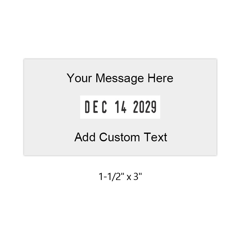 Make this 1-1/2" x 3" self-inking dater your own w/ 6 lines of text. Choose from of 11 ink colors or a 2-color pad option. Fast and free shipping over $100!