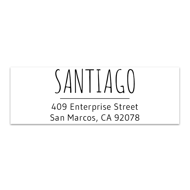 Customize this stylish large thin name address stamp with 3 lines of text. Free shipping on orders over $100!