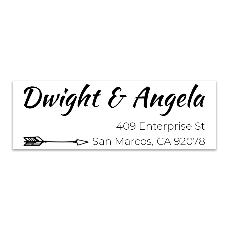 This small arrow address stamp can be customized with 3 lines of text, 4 stamp mounts and 11 ink choices. Fast & free shipping over $100!