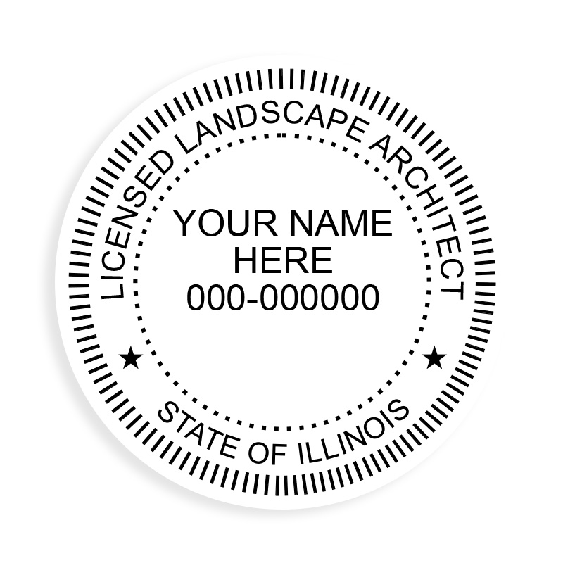This professional landscape architect stamp for the state of Illinois adheres to state regulations and provides top quality impressions. Orders over $100 ship free.