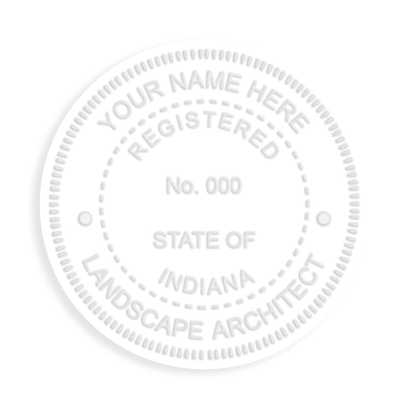 This professional landscape architect embosser for the state of Indiana adheres to state regulations and provides top quality impressions.