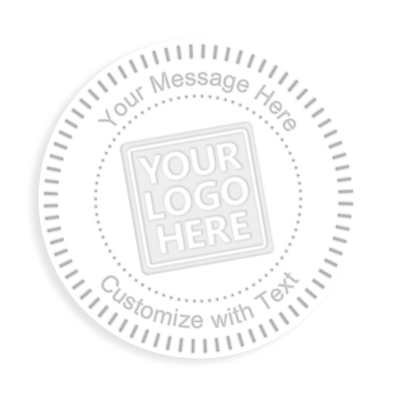This Shiny knurlled-dotted border custom embosser has an impression size of 1-5/8" diameter and features 6 lines of customizable text w/ 7 mount options.