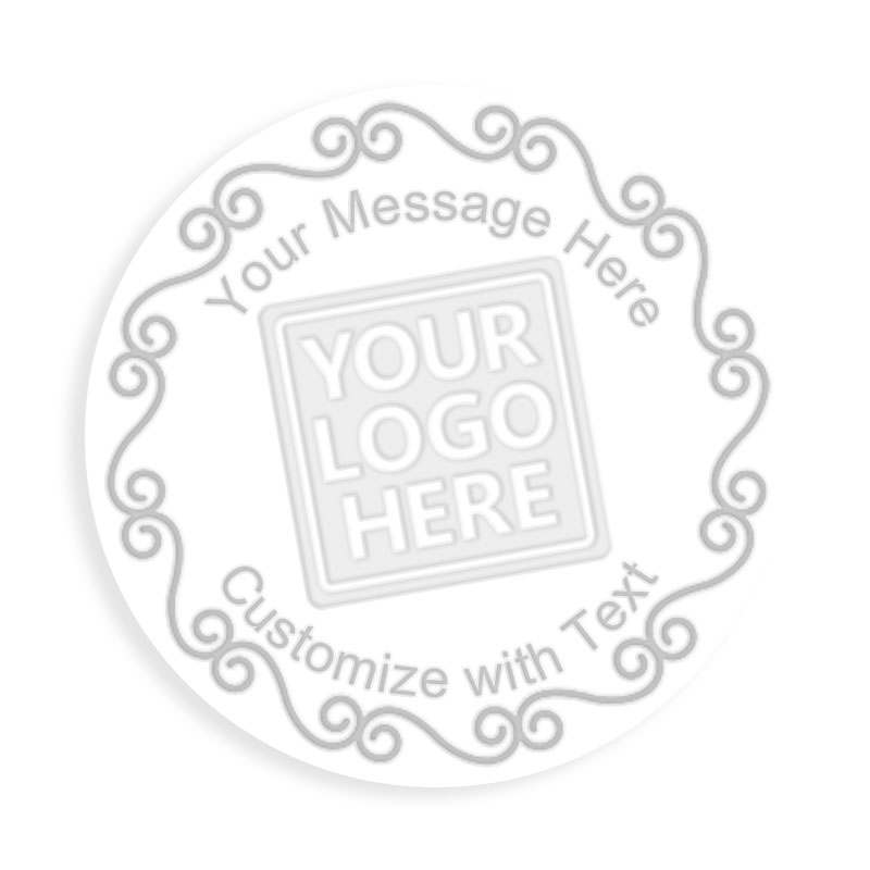 This Shiny infinity scroll border custom embosser has an impression size of 2" diameter and features 6 lines of customizable text w/ 8 mount options.