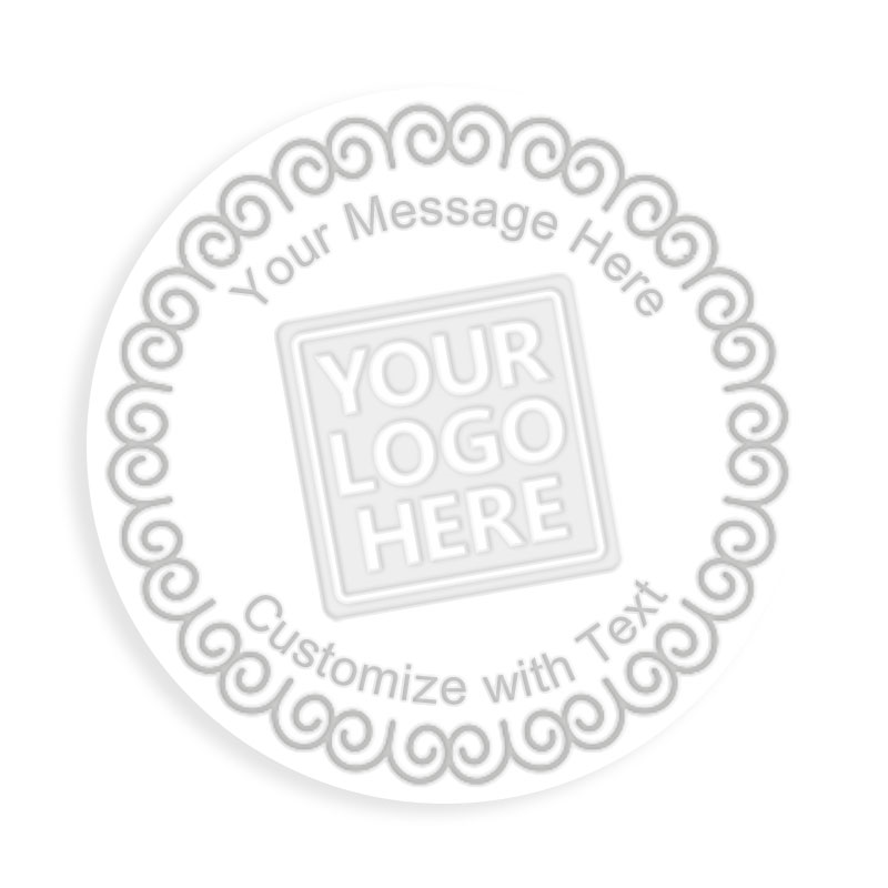 This Shiny scalloped border custom embosser has an impression size of 1-5/8" diameter and features 6 lines of customizable text w/ 7 mount options.