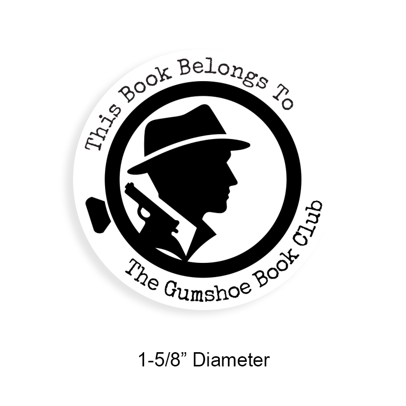 Round book stamp. The investigator design. 1-5/8" diameter. Your choice of 6 available mount options. Select wood, self-inking or pre-inked. Fast shipping.