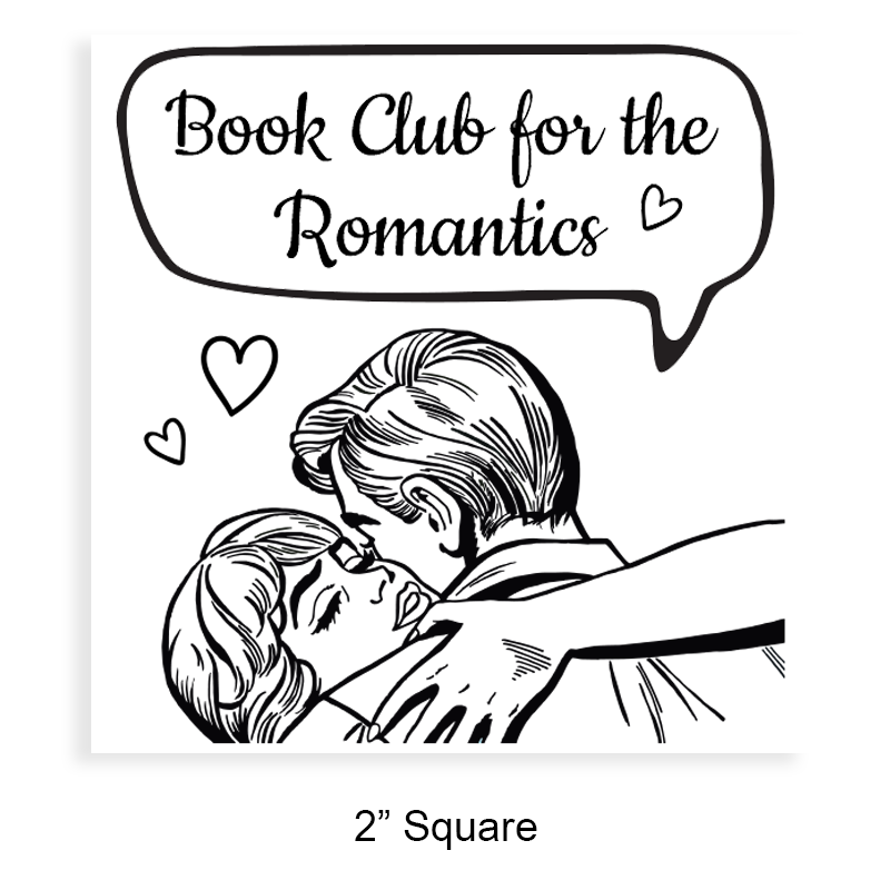 Made-to-order 2" square book stamp. Loving embrace speech bubble design. 3 mount options available. Wood, pre-inked and quick-dry. Fast shipping.