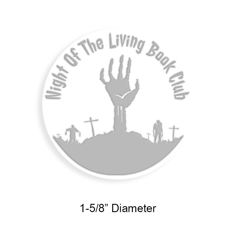 Personalize this 1-5/8" round spooky graveyard book embosser. 3 different embosser mount options available. Desk, gift and pocket models. Fast shipping.