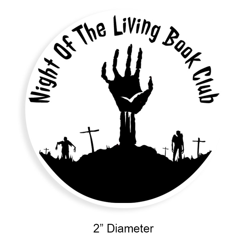 Round spooky graveyard book stamp. Personalize with your info. 6 mount options available. Wood mounted hand stamp, self-inking and pre-inking. Ships fast.