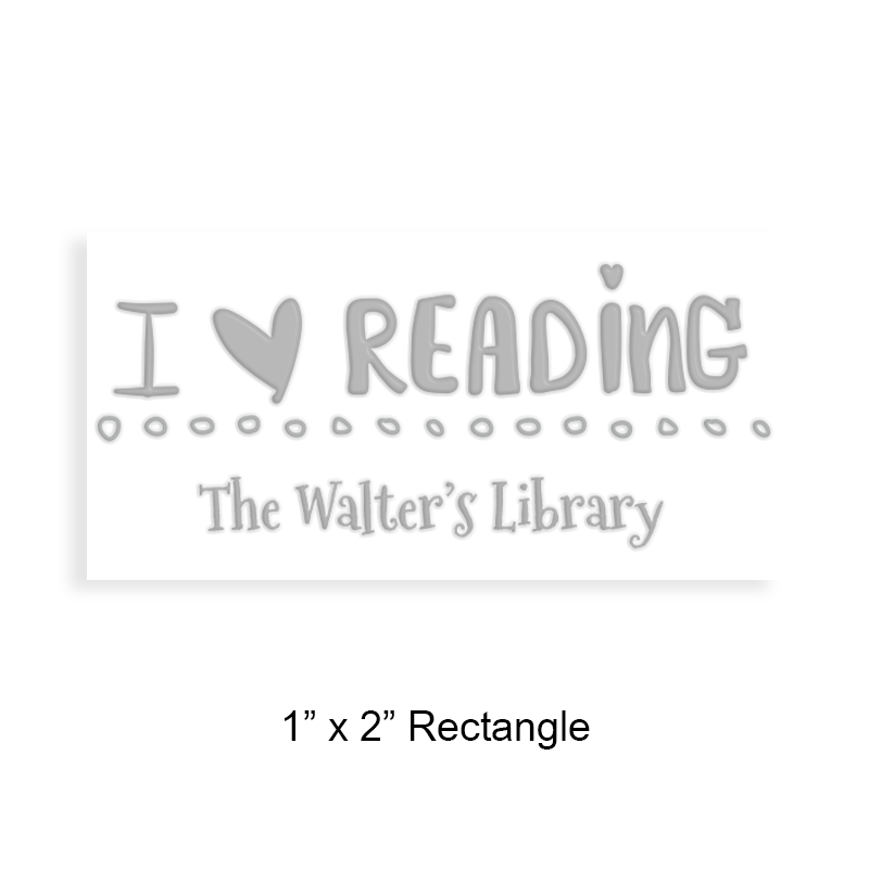 Customize this 1" x 2" rectangle book embosser. Love of reading design. 3 mount options available. Desk, gift and pocket. Fast shipping.