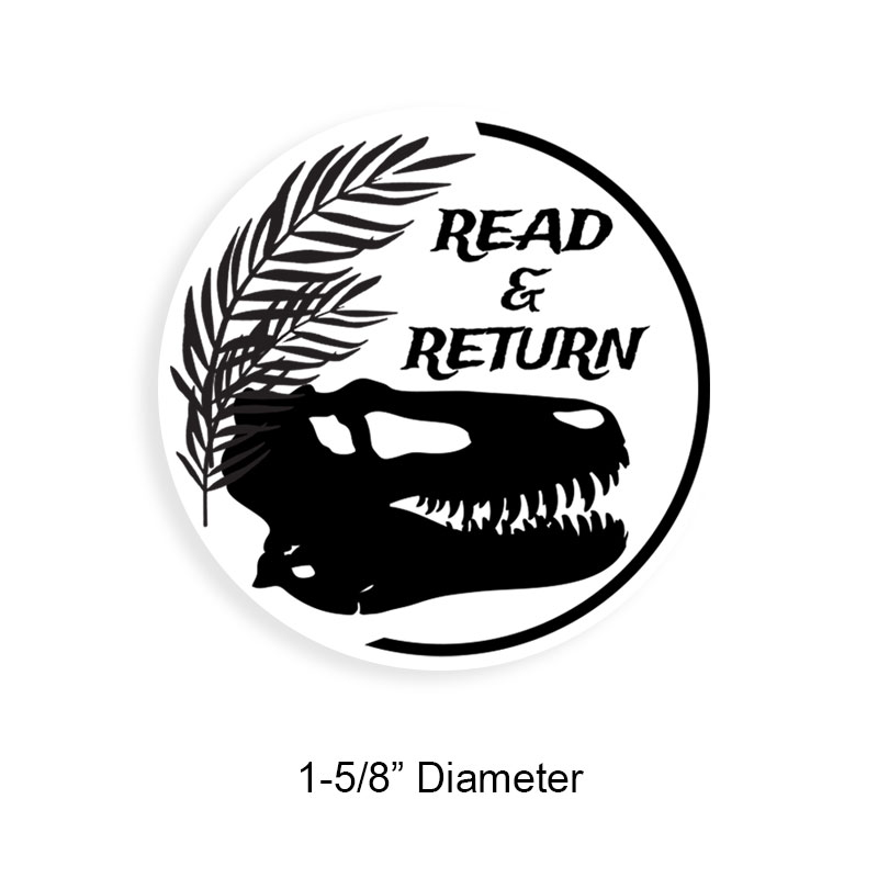 Round library 1-5/8" stamp comes on 6 mount options: wood, self-ink or pre-ink. Personalize this prehistoric creature design to fit your needs. Ships fast.
