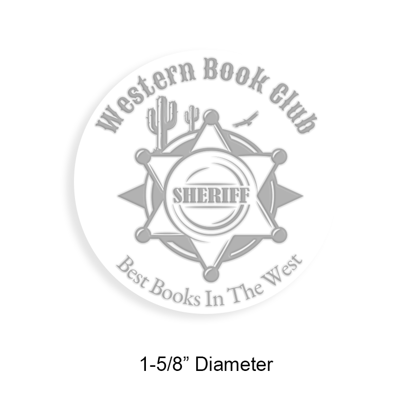 Made-to-order 1-5/8" round book embosser. Sheriff's badge design. 3 different mount options available. Desk, gift and pocket. Fast shipping.