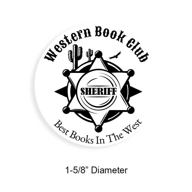 Made-to-order 1-5/8" round book stamp. Sheriff's badge design. 6 mount options available. Wood, self-inking and pre-inking. Fast shipping.