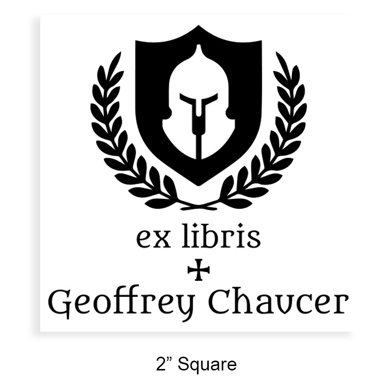 Tailor-made 2" square book stamp. Ex libris shield design. 3 mount options available. Wood hand stamp and pre-inking. Fast shipping.
