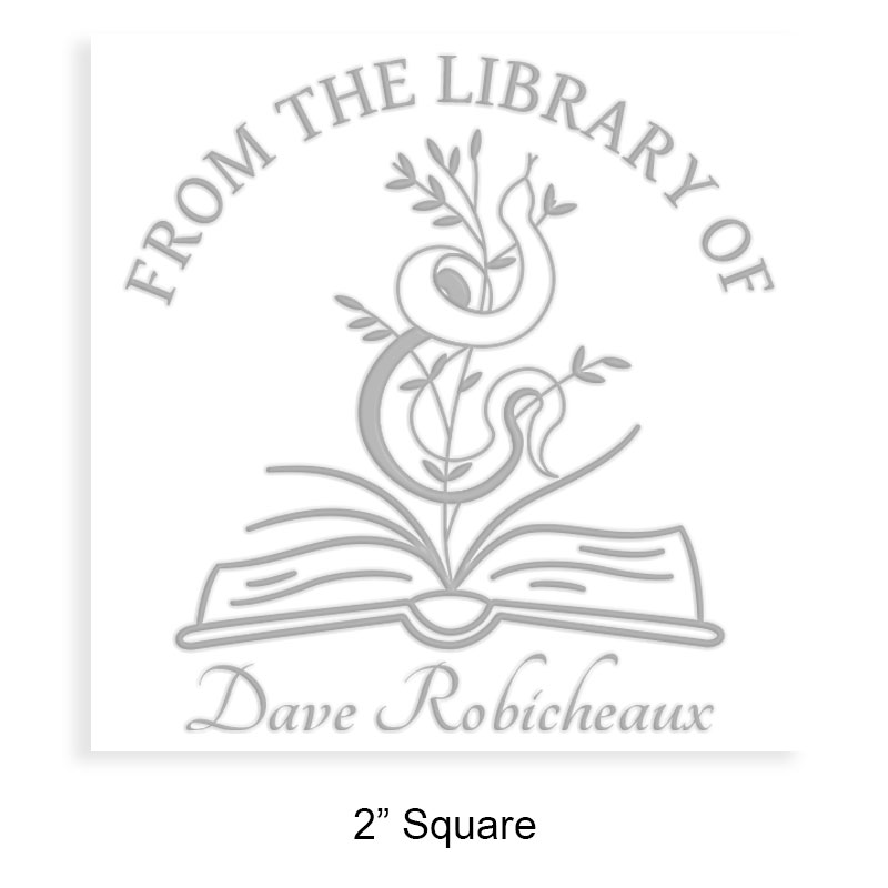 Custom-made 2" square book embosser. Snake in open book design. Available on the EH desk long reach. Fast shipping.